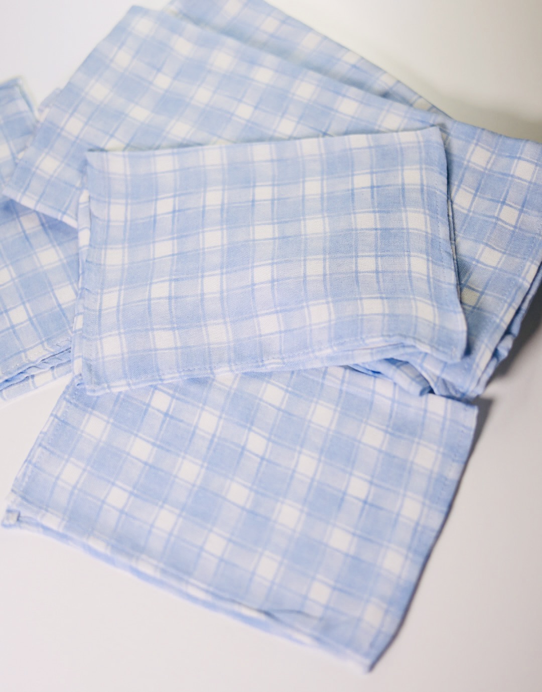 Zestaw 3 pieluszek kratka niebieska