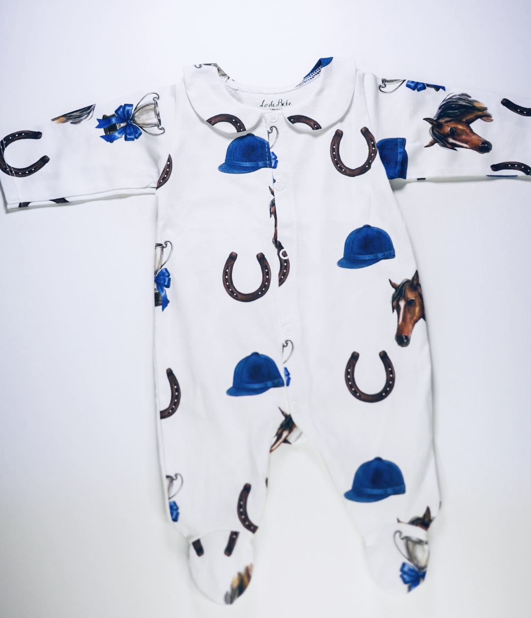 Śpiochy bawełna organiczna wzór jeździecki